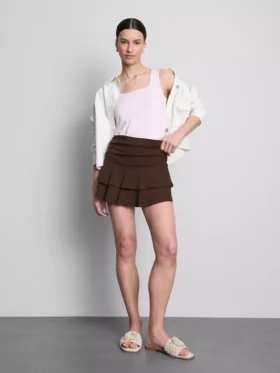 Ruched-waist mini rara skirt