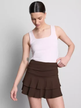 Ruched-waist mini rara skirt
