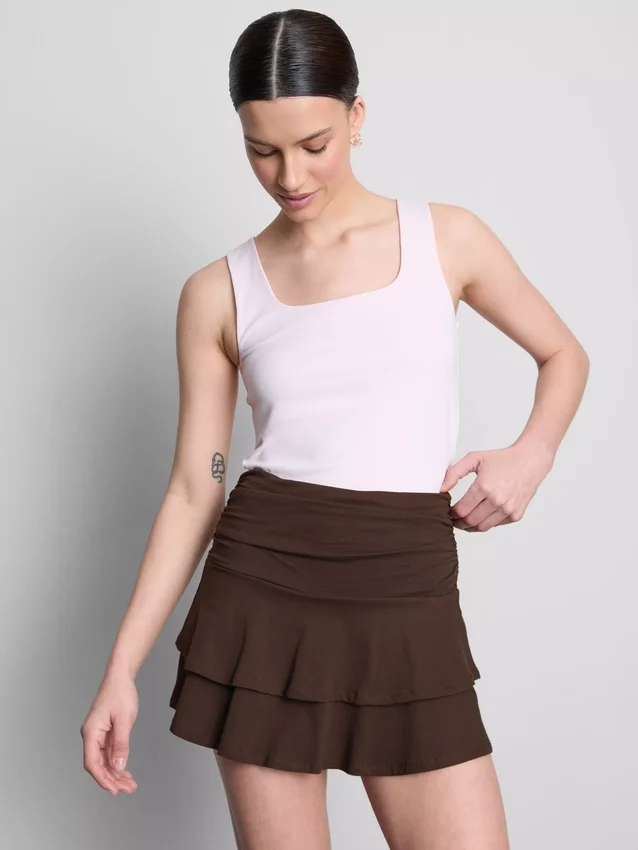 Ruched-waist mini rara skirt