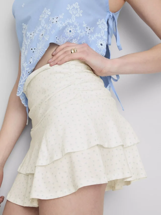 Ruched-waist mini rara skirt