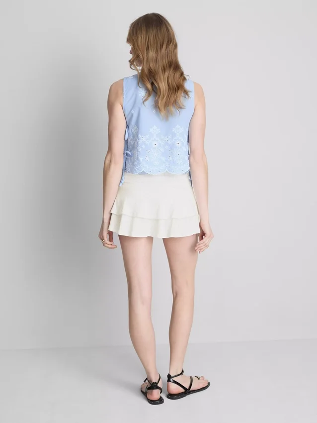 Ruched-waist mini rara skirt