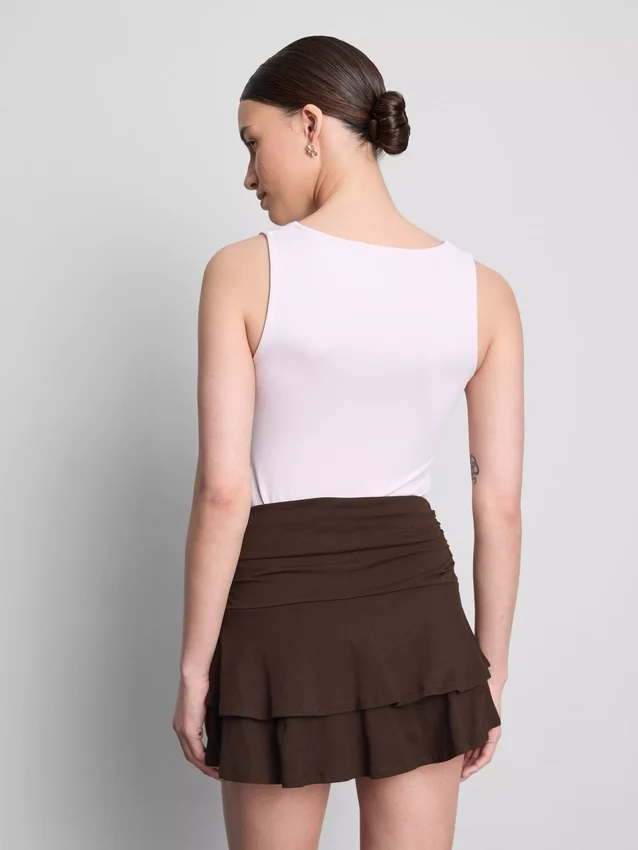 Ruched-waist mini rara skirt