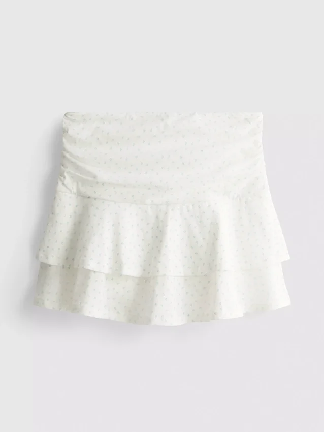 Ruched-waist mini rara skirt
