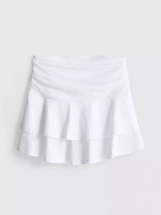 Ruched-waist mini rara skirt