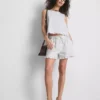 Ruffle hem denim shorts