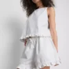 Ruffle hem denim shorts
