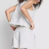 Ruffle hem denim shorts