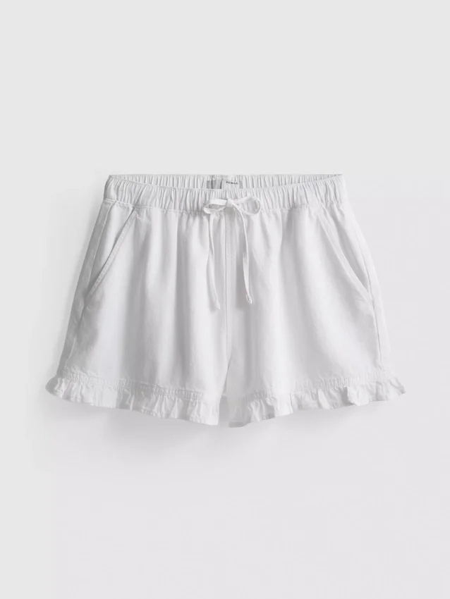 Ruffle hem denim shorts
