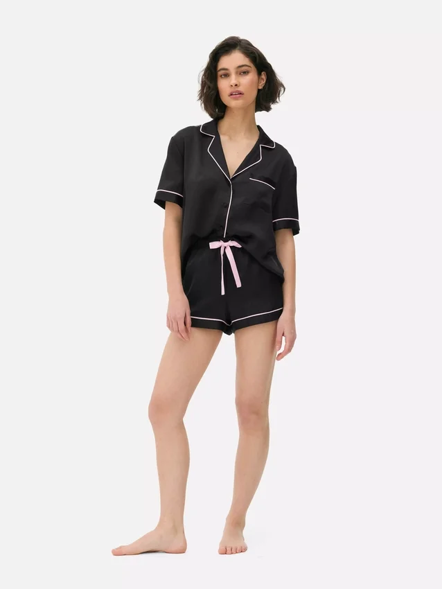 Satin boyfriend short pajama set
