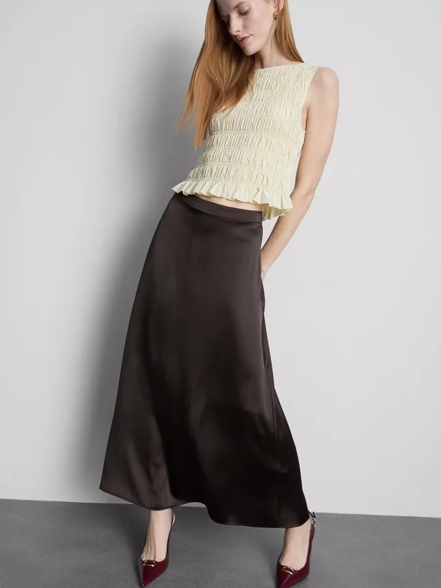 Satin circle maxi skirt