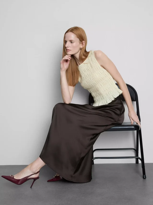 Satin circle maxi skirt