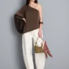 Satin one-shoulder asymmetrical top