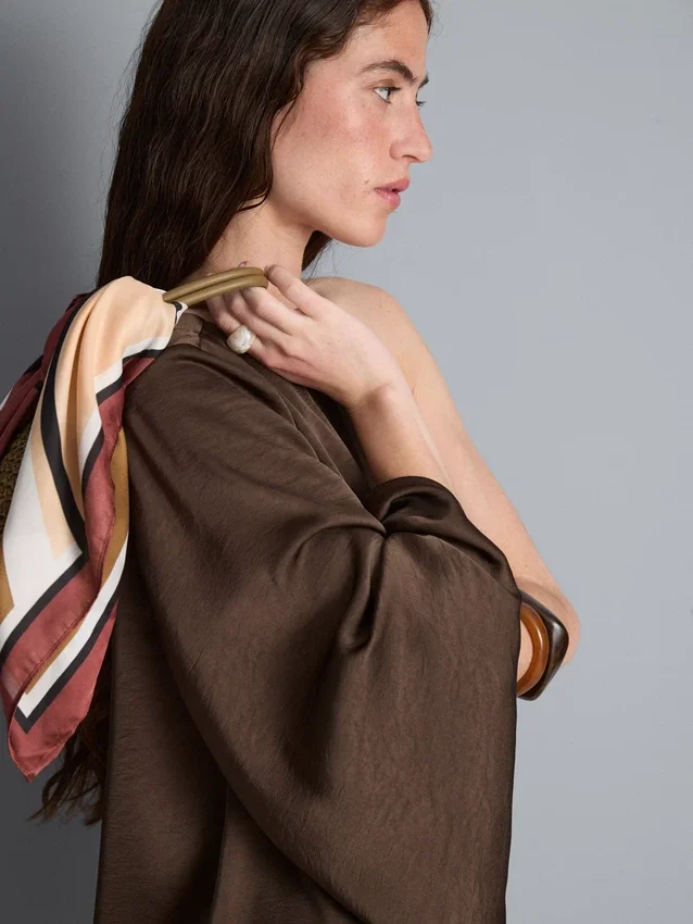 Satin one-shoulder asymmetrical top