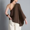 Satin one-shoulder asymmetrical top