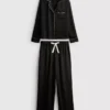 Satin piped boyfriend pajama set