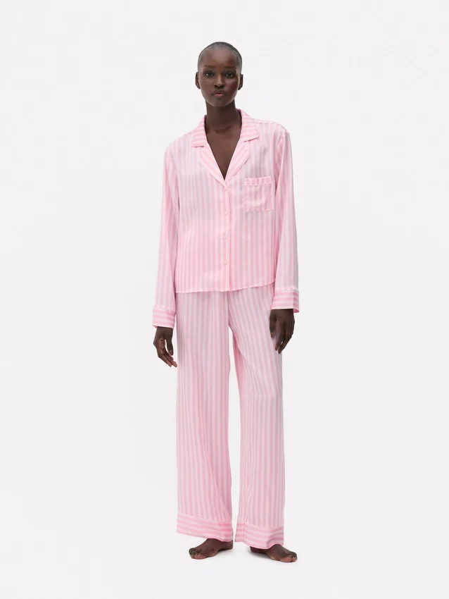 Satin striped pajamas