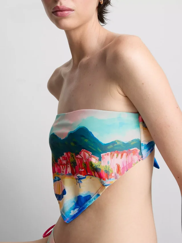 Scenic print bandana bikini top