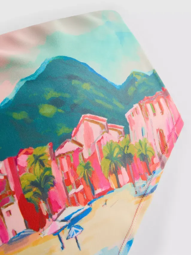 Scenic print bandana bikini top