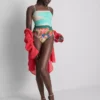 Scenic-print ruched swimsuit