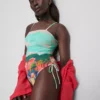 Scenic-print ruched swimsuit