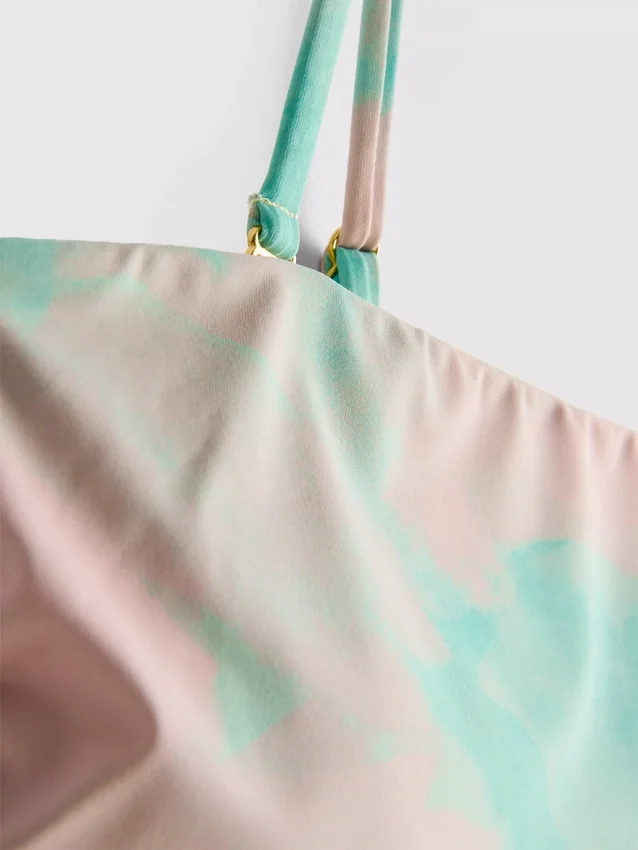 Scenic-print ruched swimsuit
