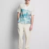 Scenic-print short-sleeve button-down shirt