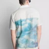 Scenic-print short-sleeve button-down shirt