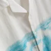Scenic-print short-sleeve button-down shirt