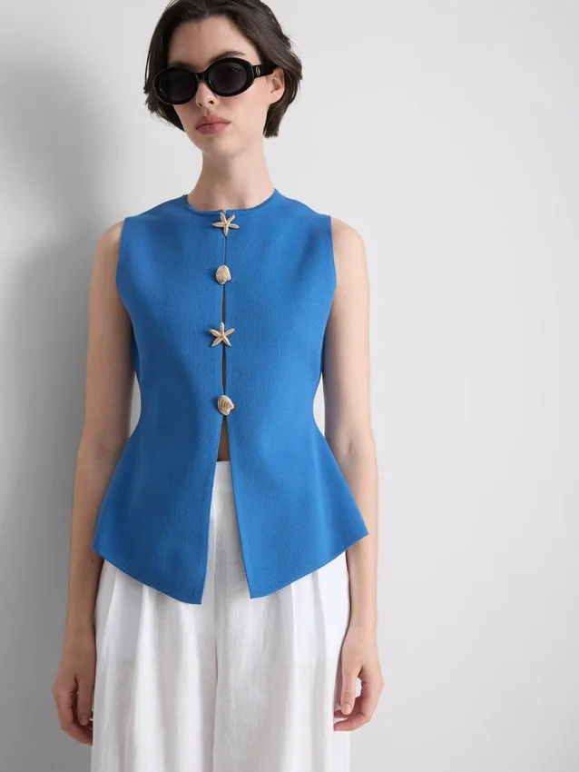Sculpted button through waistcoat
