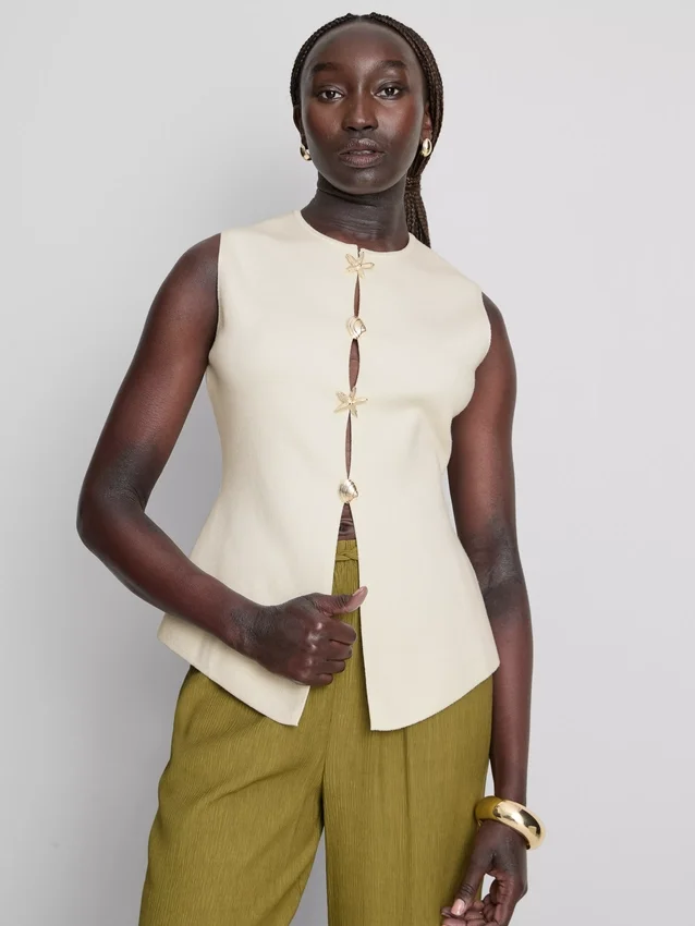 Sculpted button through waistcoat