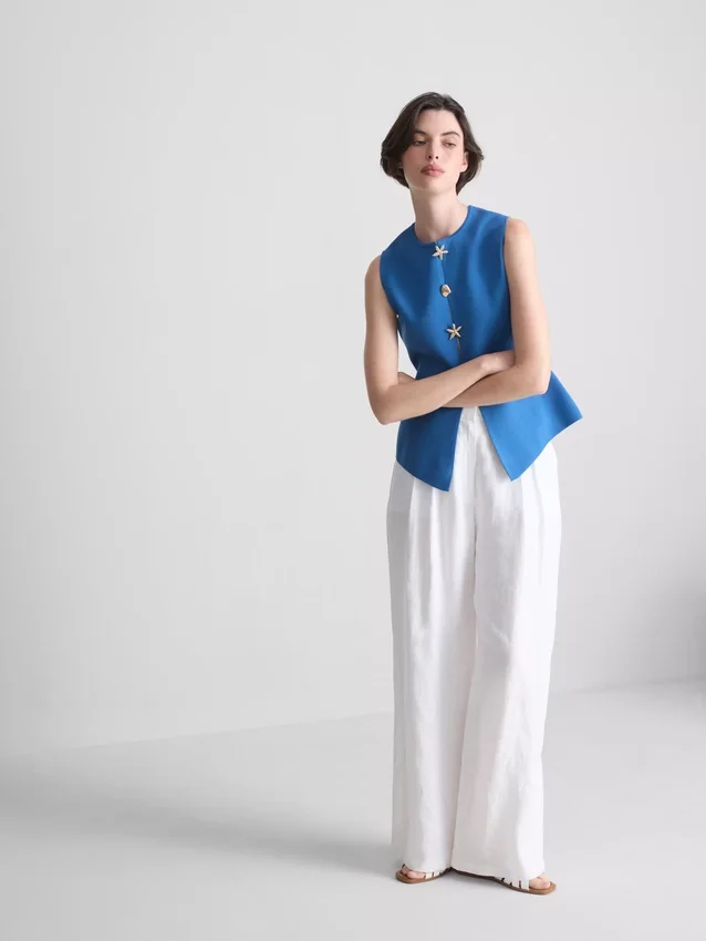 Sculpted button through waistcoat