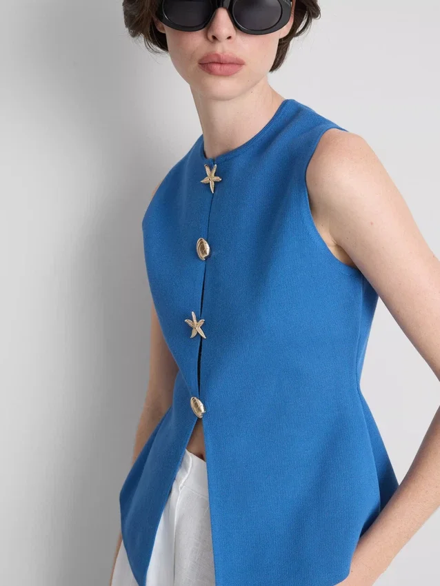 Sculpted button through waistcoat