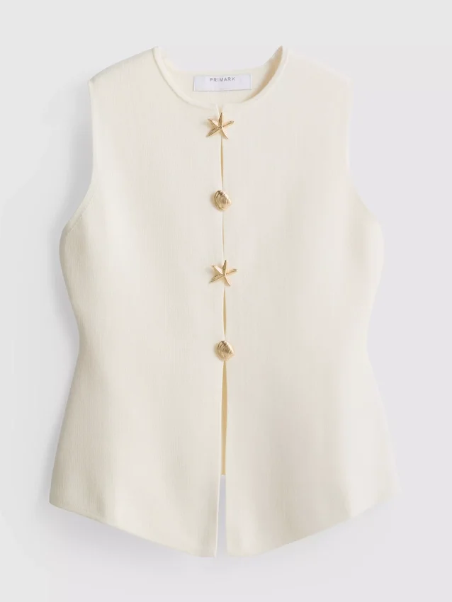 Sculpted button through waistcoat