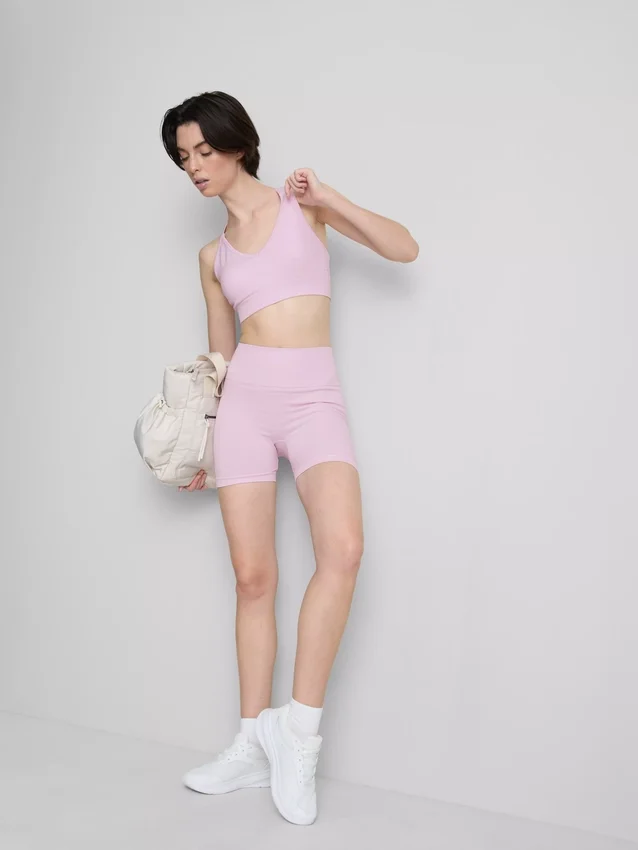 Seamless cross-back active crop top
