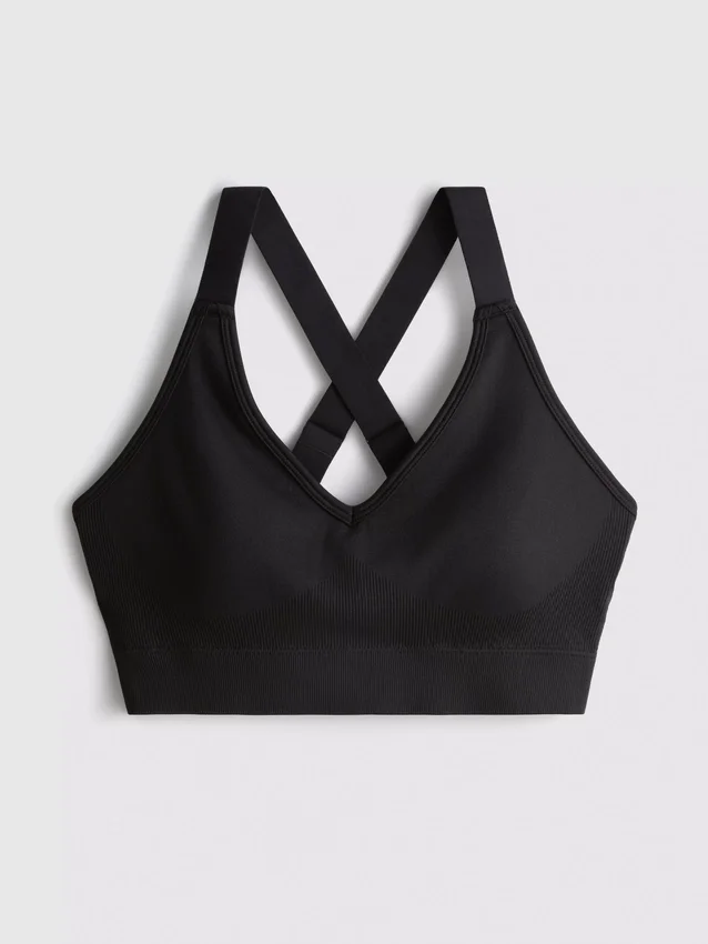 Seamless cross-back active crop top