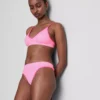 Seamless padded triangle bra and thong set