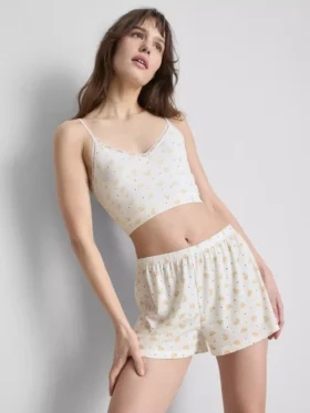 Seamless printed cropped pajama cami