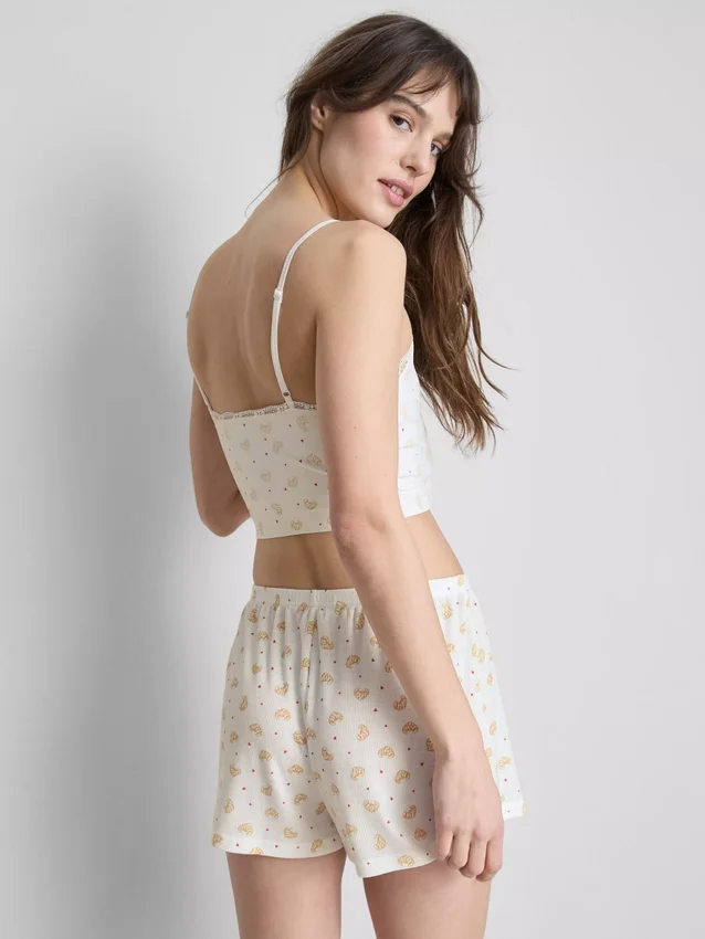 Seamless printed cropped pajama cami