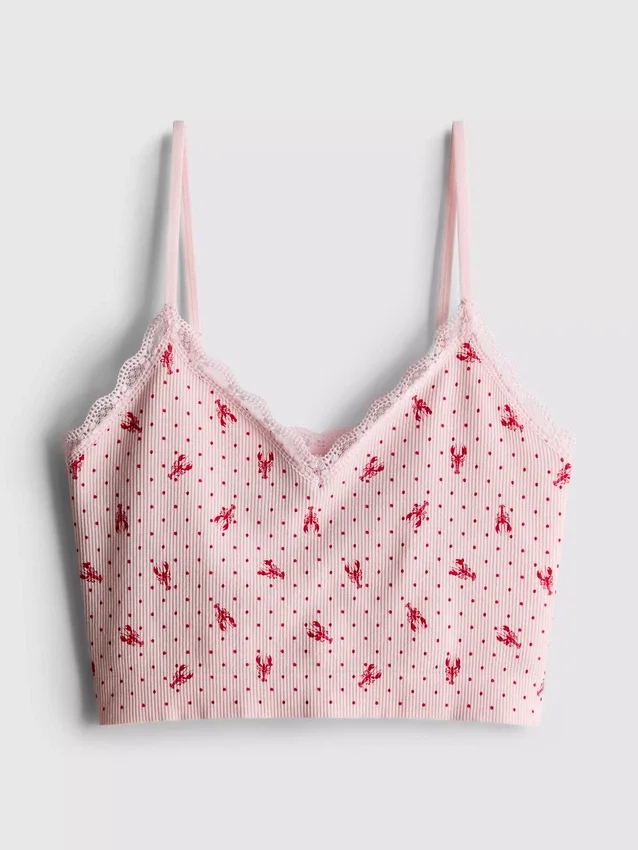 Seamless printed cropped pajama cami