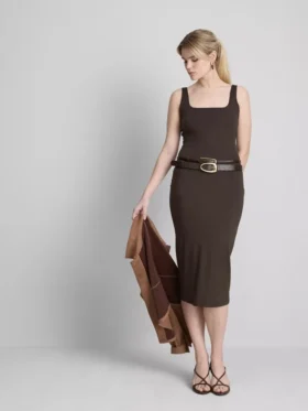 Second skin square neck midi dress
