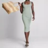 Second skin square neck midi dress