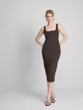 Second skin square neck midi dress