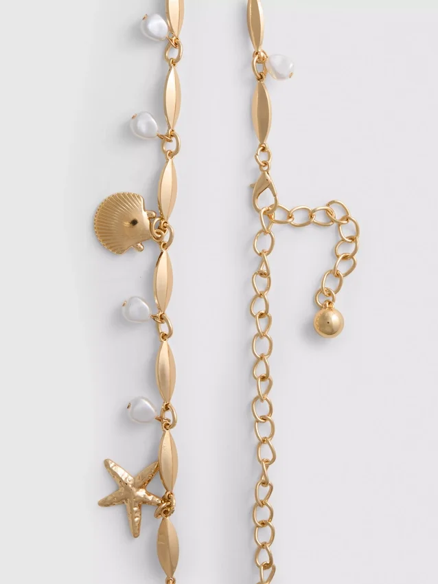 Shell charm chain belt