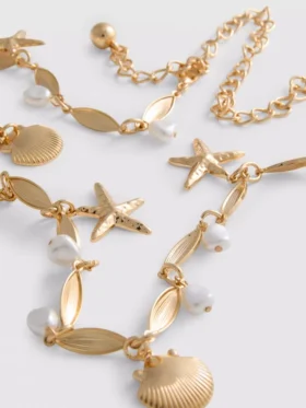 Shell charm chain belt