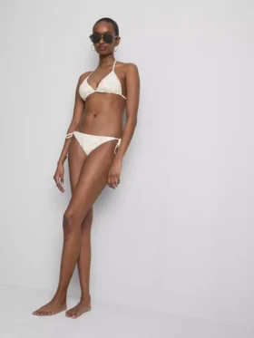 Shell embroidered side-tie bikini bottoms