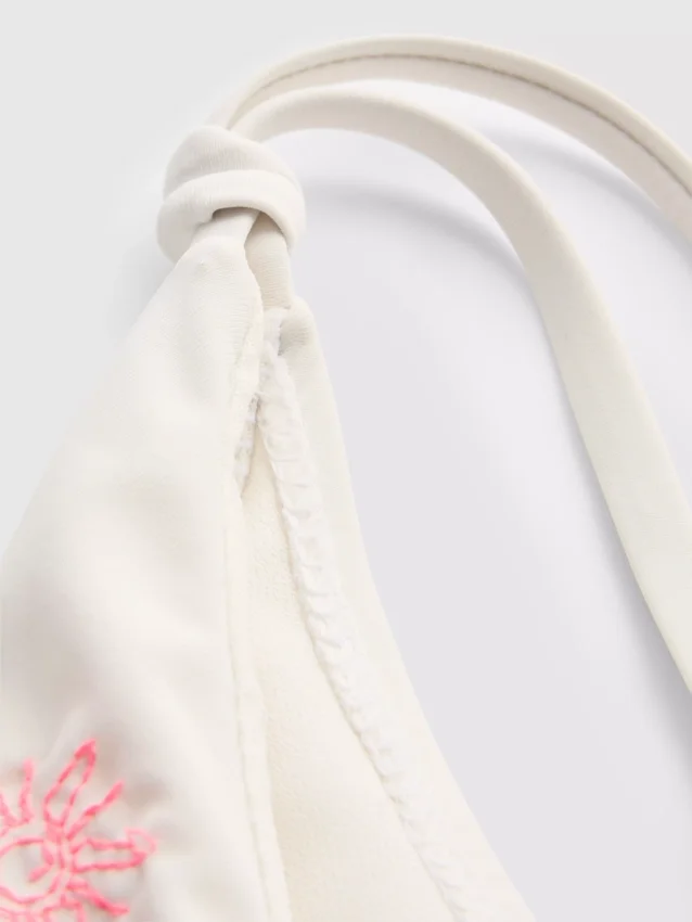 Shell embroidered side-tie bikini bottoms