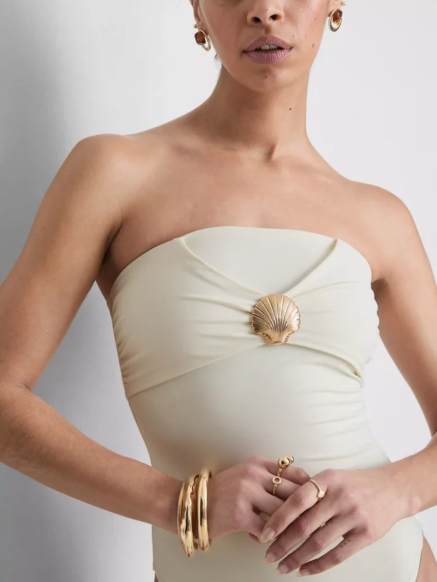 Shell hardware bandeau swimsuit