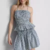 Shirred gingham peplum cami top