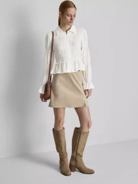 Shirred peplum hem blouse