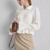Shirred peplum hem blouse